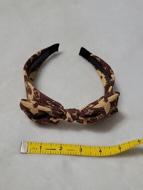 Louis Vuitton Brown and Cream Monogram Knot Headband with Bow